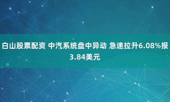 白山股票配资 中汽系统盘中异动 急速拉升6.08%报3.84美元