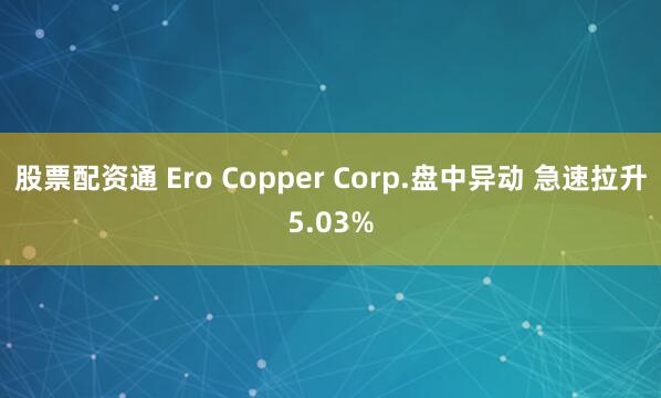 股票配资通 Ero Copper Corp.盘中异动 急速拉升5.03%